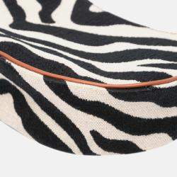Celine Beige Black Zebra Print Canvas Ava Shoulder Bag