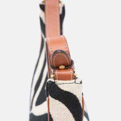 Celine Beige Black Zebra Print Canvas Ava Shoulder Bag