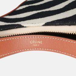 Celine Beige Black Zebra Print Canvas Ava Shoulder Bag
