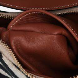 Celine Beige Black Zebra Print Canvas Ava Shoulder Bag