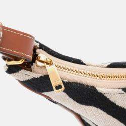 Celine Beige Black Zebra Print Canvas Ava Shoulder Bag