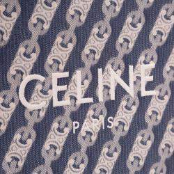 Celine Blue Small Canvas Triomphe Maillon Vertical Cabas Satchel
