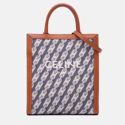 Celine Blue Small Canvas Triomphe Maillon Vertical Cabas Satchel