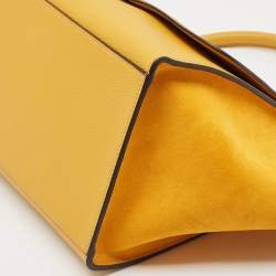 Celine Yellow Leather and Suede Medium Trapeze Top Handle Bag