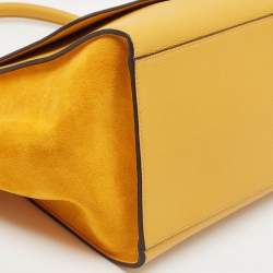 Celine Yellow Leather and Suede Medium Trapeze Top Handle Bag
