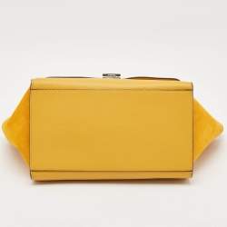 Celine Yellow Leather and Suede Medium Trapeze Top Handle Bag