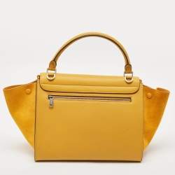Celine Yellow Leather and Suede Medium Trapeze Top Handle Bag