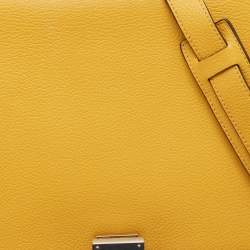 Celine Yellow Leather and Suede Medium Trapeze Top Handle Bag