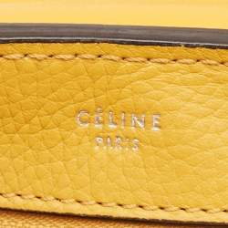 Celine Yellow Leather and Suede Medium Trapeze Top Handle Bag