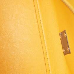 Celine Yellow Leather and Suede Medium Trapeze Top Handle Bag