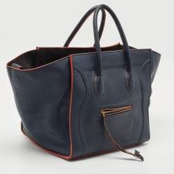 Celine Navy Blue Leather Medium Phantom Luggage Bag