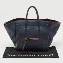 Celine Navy Blue Leather Medium Phantom Luggage Bag