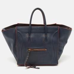 Celine Navy Blue Leather Medium Phantom Luggage Bag