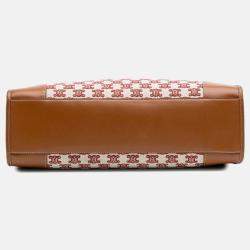 Celine Beige/Brown Triomphe Embroidered Canvas Horizontal Cabas