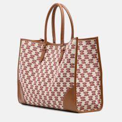 Celine Beige/Brown Triomphe Embroidered Canvas Horizontal Cabas