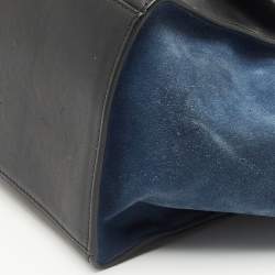 Celine Blue/Black Python, Leather and Suede Medium Trapeze Top Handle Bag