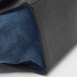 Celine Blue/Black Python, Leather and Suede Medium Trapeze Top Handle Bag