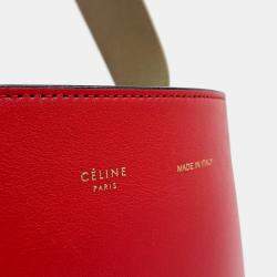 Celine Red Leather Twist Cabas Bag