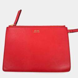 Celine Red Leather Twist Cabas Bag