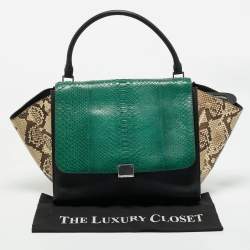 Celine Tricolor Python and Leather Large Trapeze Top Handle Bag