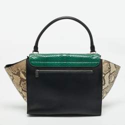 Celine Tricolor Python and Leather Large Trapeze Top Handle Bag