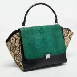 Celine Tricolor Python and Leather Large Trapeze Top Handle Bag