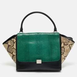 Celine Tricolor Python and Leather Large Trapeze Top Handle Bag