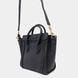 Celine Navy Leather Nano Luggage Shopper Tote
