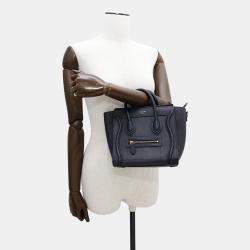 Celine Navy Leather Nano Luggage Shopper Tote