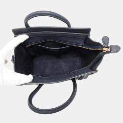 Celine Navy Leather Nano Luggage Shopper Tote