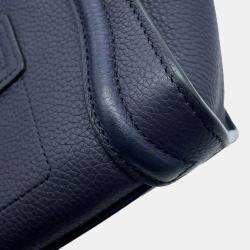Celine Navy Leather Nano Luggage Shopper Tote