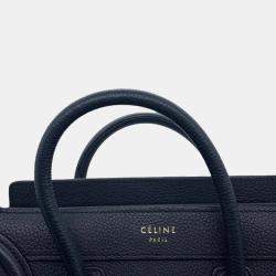 Celine Navy Leather Nano Luggage Shopper Tote