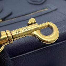 Celine Navy Leather Nano Luggage Shopper Tote
