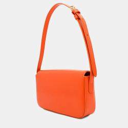 Celine Triomphe Claude Orange Shiny Calfskin Shoulder Bag