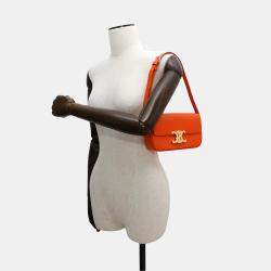 Celine Triomphe Claude Orange Shiny Calfskin Shoulder Bag