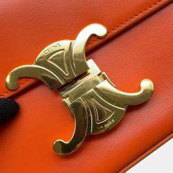 Celine Triomphe Claude Orange Shiny Calfskin Shoulder Bag