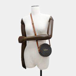 Celine Triomphe Round Tan PVC Coated Canvas and Leather Shoulder Bag