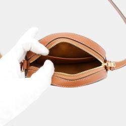 Celine Triomphe Round Tan PVC Coated Canvas and Leather Shoulder Bag