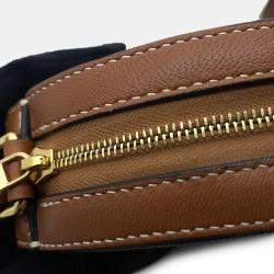 Celine Triomphe Round Tan PVC Coated Canvas and Leather Shoulder Bag
