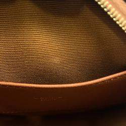 Celine Triomphe Round Tan PVC Coated Canvas and Leather Shoulder Bag