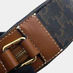 Celine Triomphe Round Tan PVC Coated Canvas and Leather Shoulder Bag