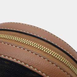 Celine Triomphe Round Tan PVC Coated Canvas and Leather Shoulder Bag