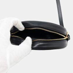 Celine Cuir Triomphe Oval  Black Leather Shoulder Purse