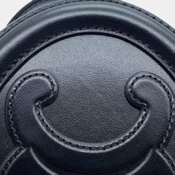 Celine Cuir Triomphe Oval  Black Leather Shoulder Purse