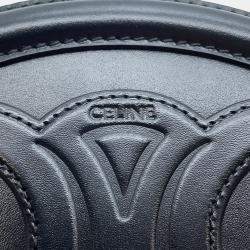Celine Cuir Triomphe Oval  Black Leather Shoulder Purse