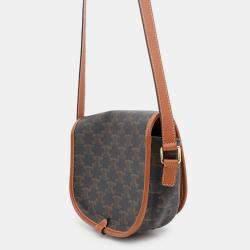 Celine Triomphe Falco Medium Tan PVC and Leather Shoulder Bag