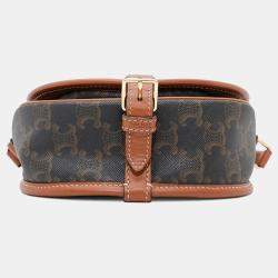 Celine Triomphe Falco Medium Tan PVC and Leather Shoulder Bag