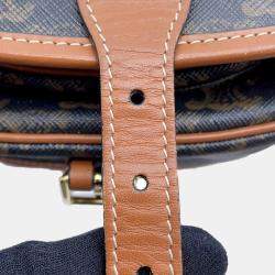 Celine Triomphe Falco Medium Tan PVC and Leather Shoulder Bag