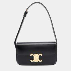 Celine Triomphe One Black Leather Shoulder Bag