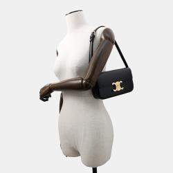 Celine Triomphe One Black Leather Shoulder Bag